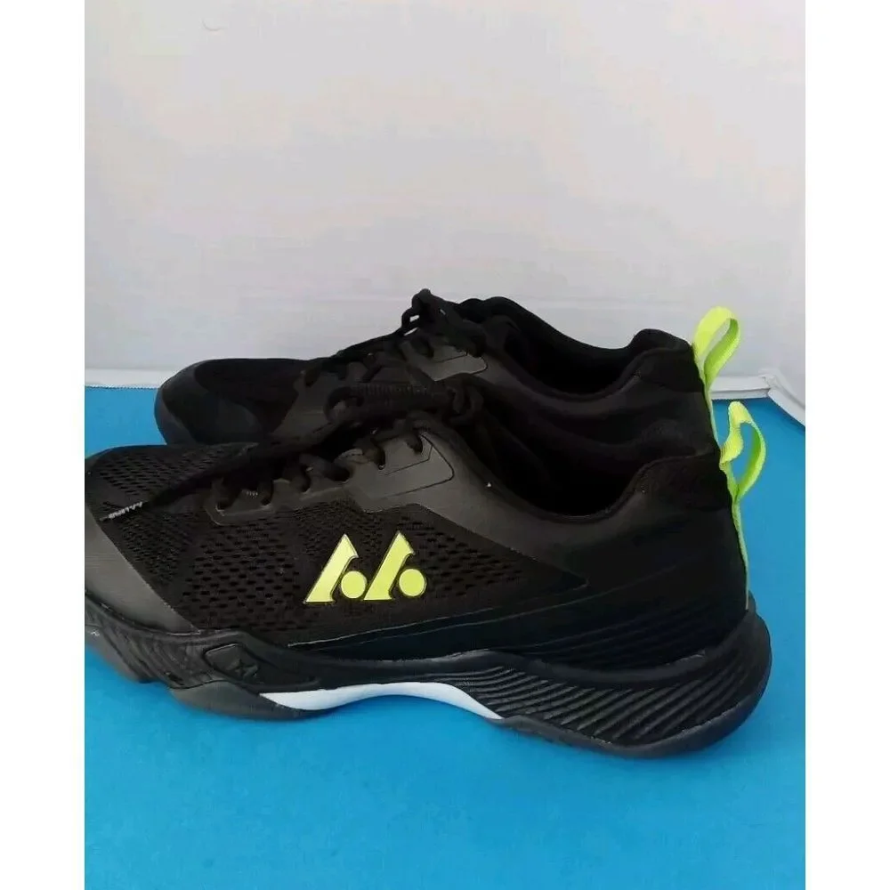 Athletic Works Black Tennis Shoe Neon Yellow Accent Lightweight Training Sneaker